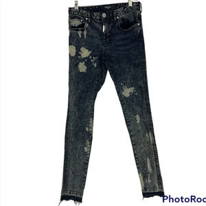 Represent denim gray bleach dyed jeans with raw hem 28 x 31 skinny